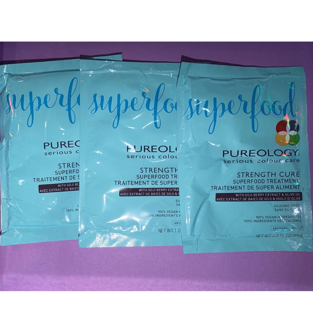 Pureology Strength Cure Superfood Treatment 3 Packets travel hair care Repair